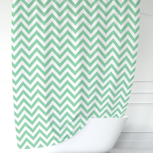 Mint Green and White Chevron Shower Curtain (Creator Uploaded)