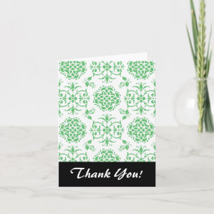 Mint Green and White Floral Damask Style Pattern Thank You Card