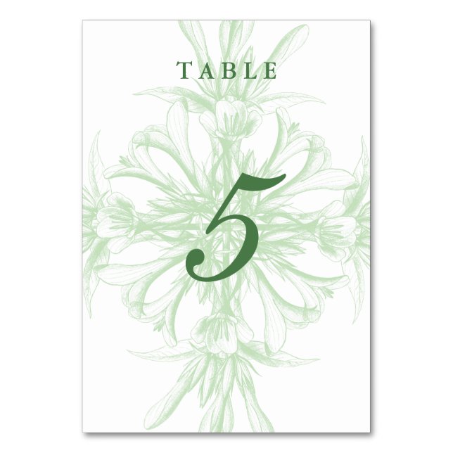 Mint Green and White Floral Damask Table Number (Front)