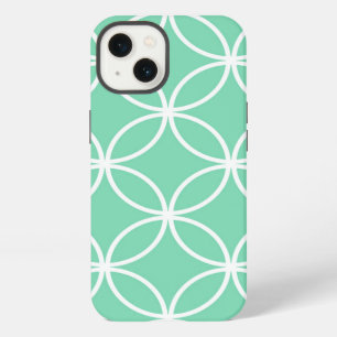 Mint Green and White Geometric Pattern Circles iPhone Case