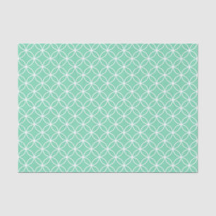 Mint Green and White Geometric Pattern Circles Tissue Paper