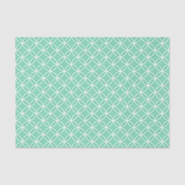 Mint Green and White Geometric Pattern Circles Tissue Paper (Front)