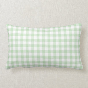 Mint Green and White Gingham Pattern Lumbar Cushion