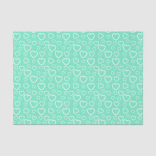 Mint Green and White Love Hearts Pattern Tissue Paper