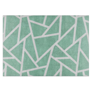 Mint green and white mosaic pattern cutting board