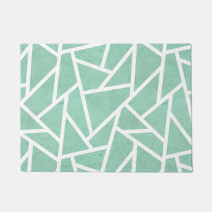 Mint green and white mosaic pattern doormat