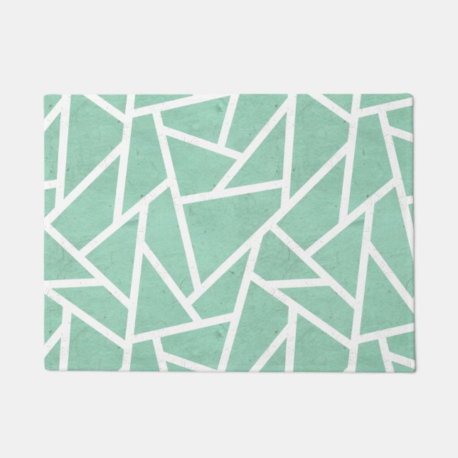 Mint green and white mosaic pattern doormat (Front)