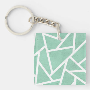 Mint green and white mosaic pattern key ring