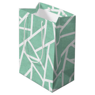Mint green and white mosaic pattern medium gift bag