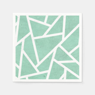 Mint green and white mosaic pattern napkin