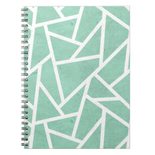 Mint green and white mosaic pattern notebook