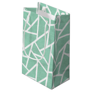 Mint green and white mosaic pattern small gift bag