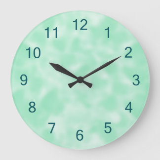 Mint Green and White Mottled Large Clock