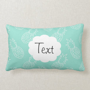 Mint Green and White Pineapple Pattern Lumbar Cushion