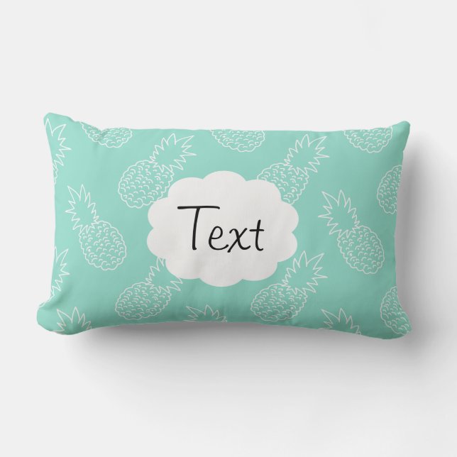 Mint Green and White Pineapple Pattern Lumbar Cushion (Front)