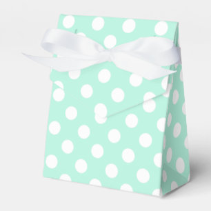 Mint green and white polka dots favour box