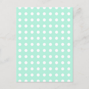 mint green and white polka dots postcard