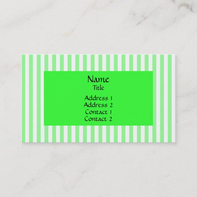 Mint Green and White Stripes Pattern Business Card (Front)