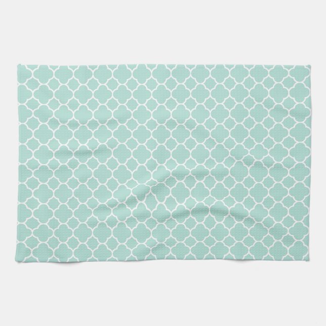 Mint Green and White Tea Towel (Horizontal)