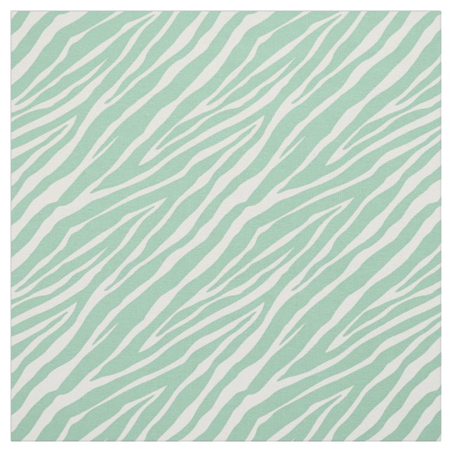 Mint Green and White Zebra Print Stripes Fabric (Swatch)