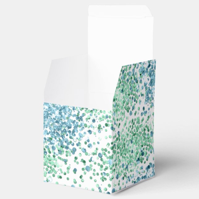 Mint Green Aqua Blue Sparkle Dots Glitz       Favour Box (Opened)