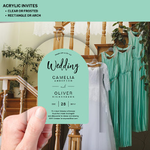 Mint Green Arch Acrylic Wedding Invites Modern Acrylic Invitations