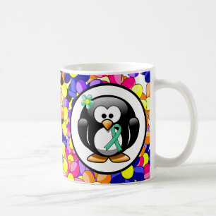 Mint Green Awareness Ribbon Penguin Coffee Mug