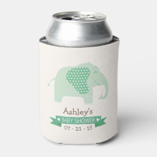 Mint Green Baby Elephant Baby Shower Can Cooler
