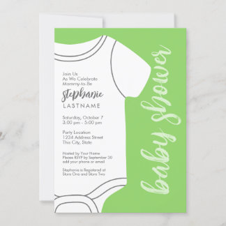 Mint Green Baby Tee - Gender Neutral Baby Shower Invitation