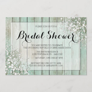 MINT GREEN BABY'S BREATH BRIDAL SHOWER INVITATION