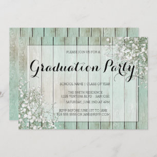 MINT GREEN BABY'S BREATH GRADUATION PARTY INVITATION