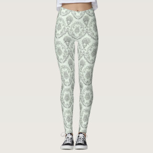 Mint Green Baroque Cherub and Floral Urn Toile (2) Leggings