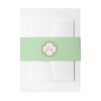 Mint Green Baroque Wedding Invitation Belly Band