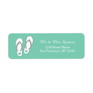 Mint green beach slippers Return Address Labels