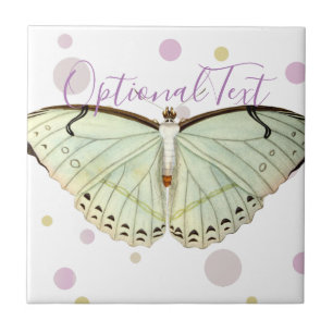 Mint Green Beauty Butterfly   Ceramic Tile