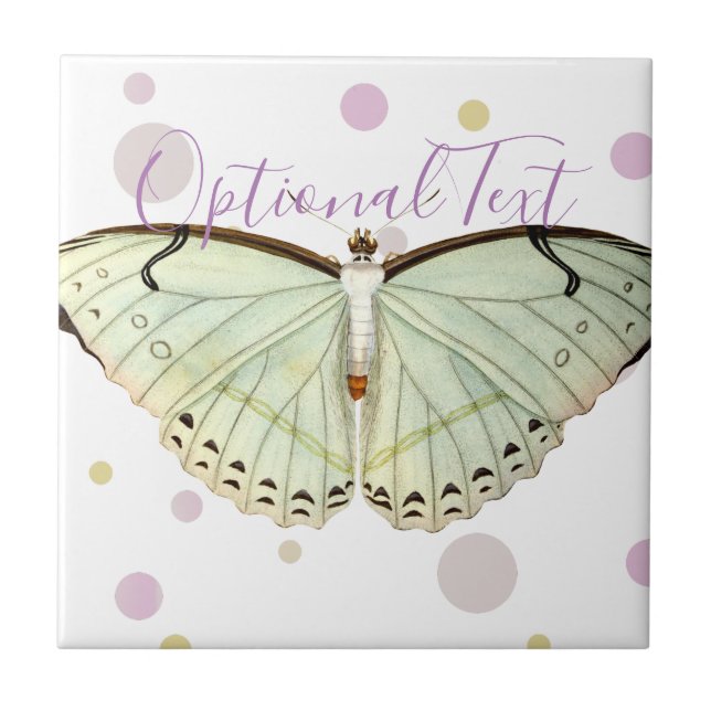 Mint Green Beauty Butterfly   Ceramic Tile (Front)
