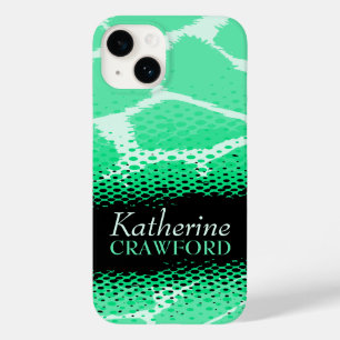 Mint green black graphic animal print Case-Mate iPhone 14 case