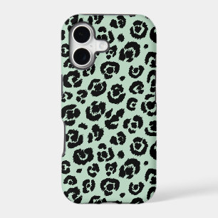 Mint Green Black Leopard Print
