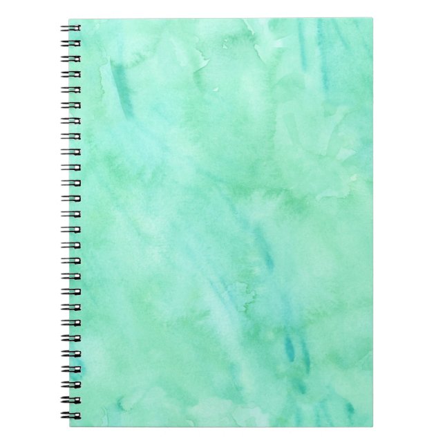 Mint Green Blue Watercolor Texture Pattern Notebook (Front)
