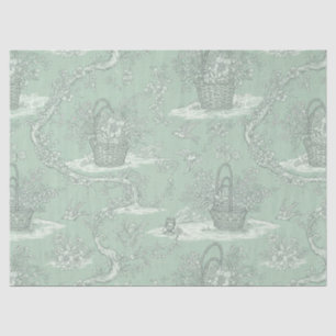 Mint Green Botanical Toile with Floral Bouquets 2 Tissue Paper