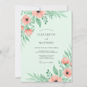 Mint Green Breezy Spring Wedding Invitation