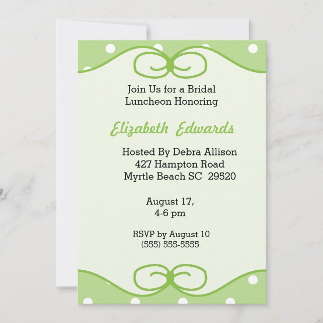 Mint Green Bridal Luncheon Invitation (Front)