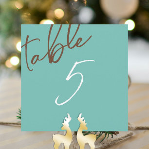 Mint Green, Brown Table Number Card