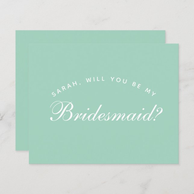 Mint Green Budget Bridesmaid Proposal  (Front/Back)