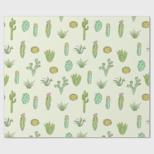 Mint Green Cactus Print Wrapping Paper