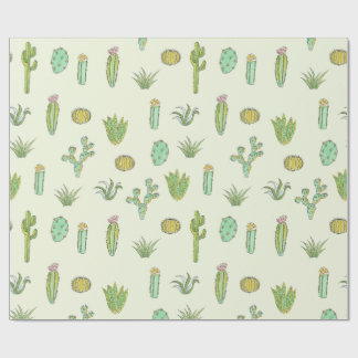 Mint Green Cactus Print Wrapping Paper
