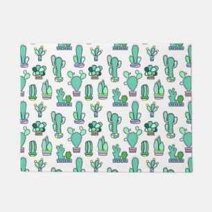 Mint Green Cactus & Succulent Plant Pattern Doormat