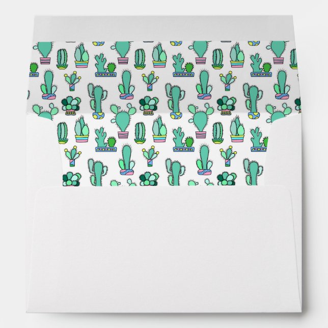 Mint Green Cactus & Succulent Plant Pattern Envelope (Back (Bottom))
