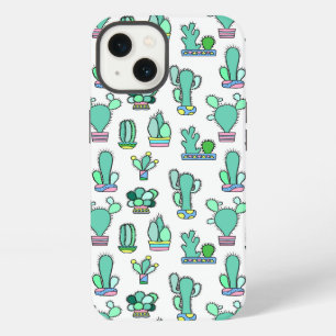 Mint Green Cactus & Succulent Plant Pattern iPhone Case