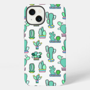 Mint Green Cactus & Succulent Plant Pattern iPhone Case